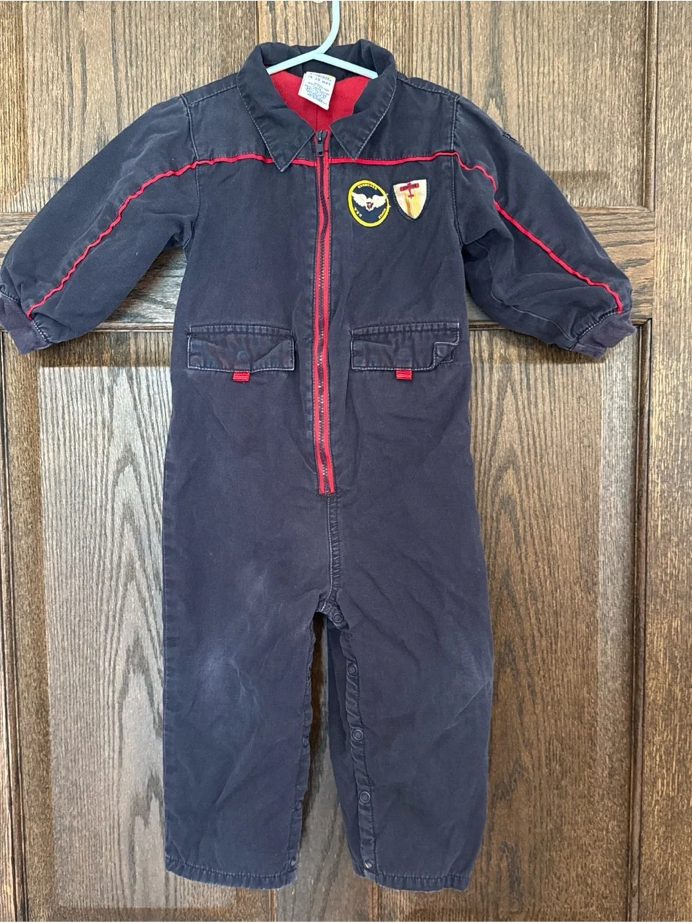 Vintage Gymboree Baby Coverall Flight Suit Romper size 18-24 months Navy Red